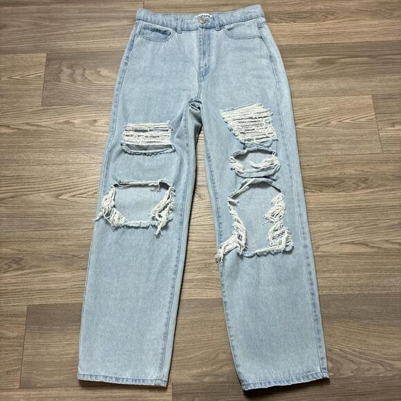 Vintage Y2K Style RSQ Baggy Jean Wide Leg Distressed Light Wash Size 30 - Picture 1 of 8